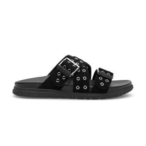 NIB Woden Tilde Suede Slide Sandal. Black Suede Metal Eyelets. Size 37/6.5.